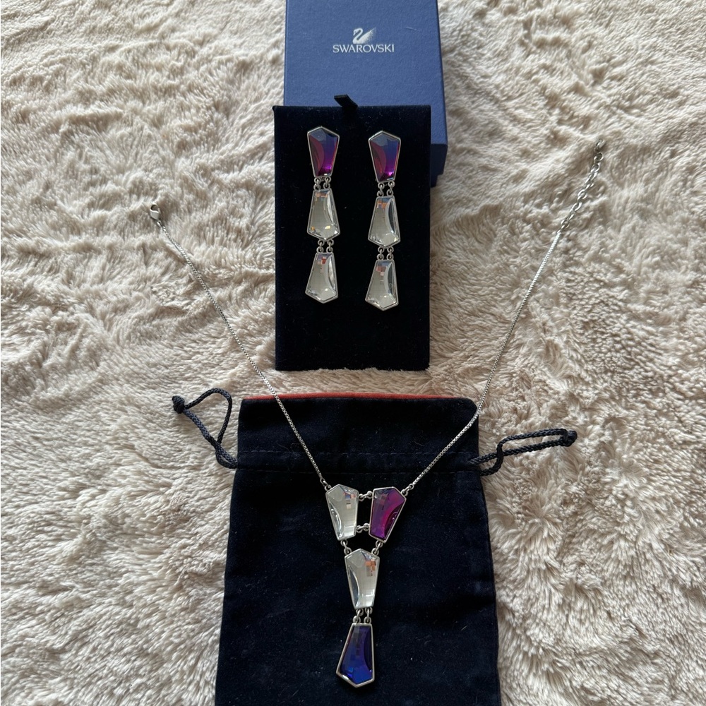 NIB Swarovski Set - Necklace and Clip on Earrings